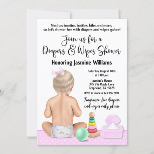 Diaper Dash Baby Shower, Baby Sprinkle or Diaper Keg Invitation 