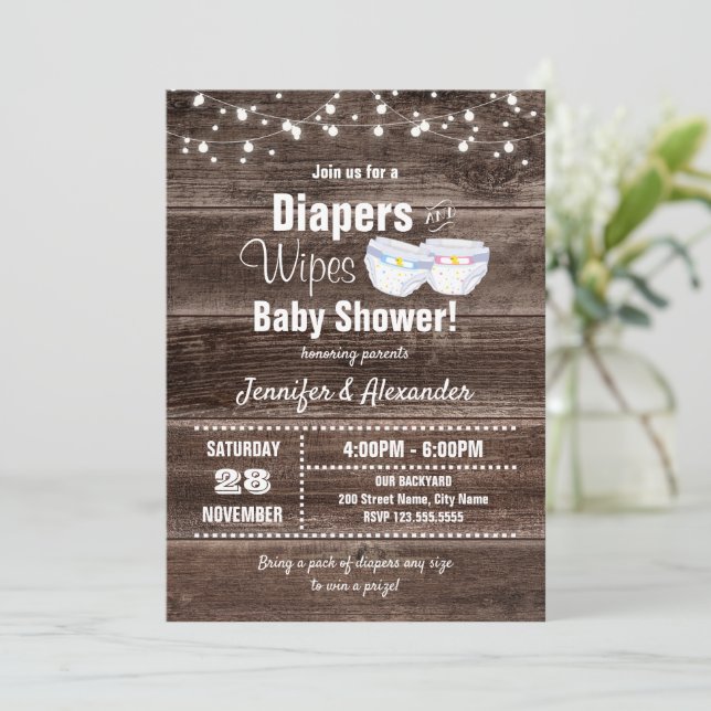 Diapers and Wipes Baby Shower Invitation Zazzle