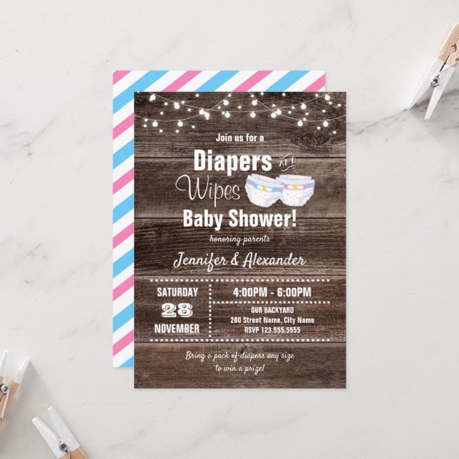Raffle Wording Diaper Party Invitations Sayings Diaper And Wipes