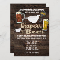 Diapers & Beer Party Man Men Daddy to Be Shower Invitation