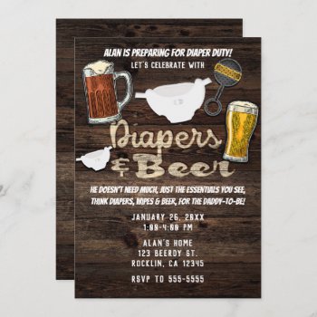 Diapers & Beer Party Man Men Daddy To Be Shower Invitation by printabledigidesigns at Zazzle