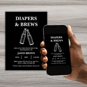 Diapers & Brews Party Men's Baby Shower Invitation