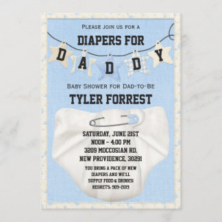 Diapers for Daddy Baby Shower Invitation