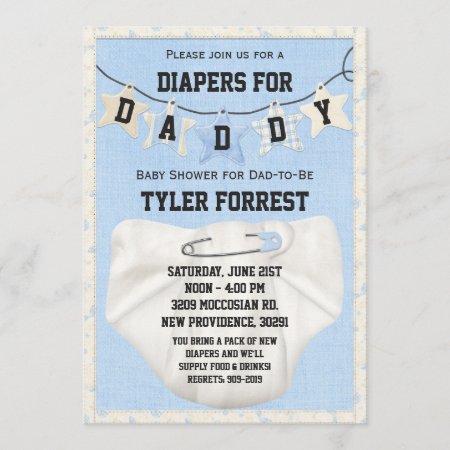Diapers For Daddy Baby Shower Invitation