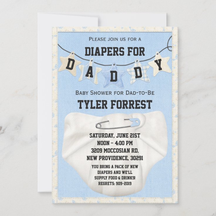 Diapers for Daddy Baby Shower Invitation Zazzle
