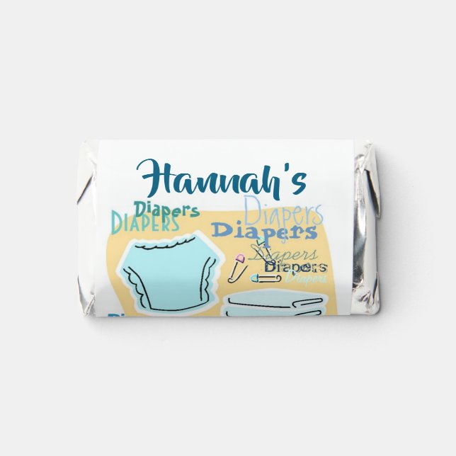 DIAPERS SAFETY PINS Customize Labels Chocolate Hershey's Miniatures (Front)
