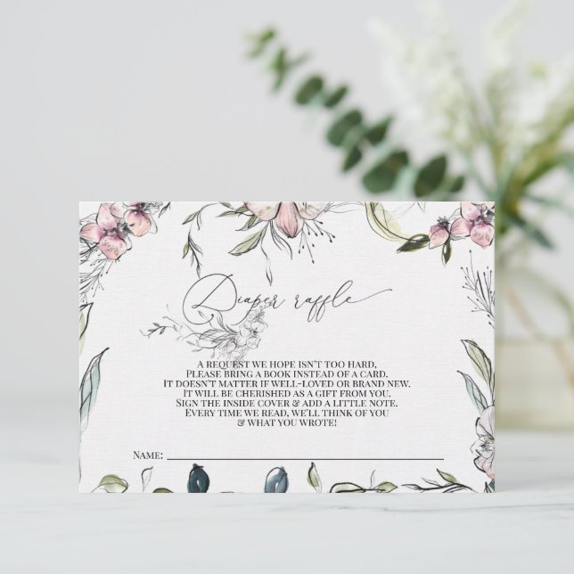 Diapewr raffle Card - Baby shower - Rustic (Standing Front)