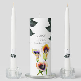 Diaphanous Calla Lilies Watercolor Chic Elegant Unity Candle Set