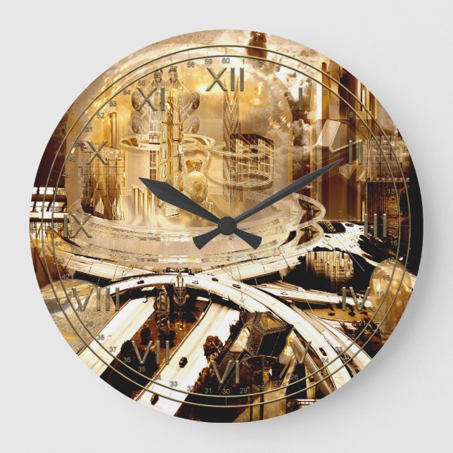 Diaphonous Dome Futuristic City Large Clock (Front)
