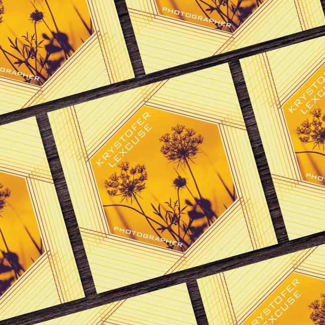 Diaphragm Hexagon Customizable Photo Photographer Square Business Card (Creator Uploaded)