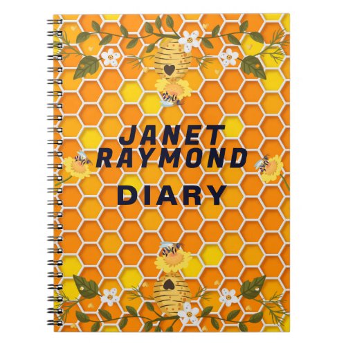 Diary bees honeycomb college Spiral Photo Notebook