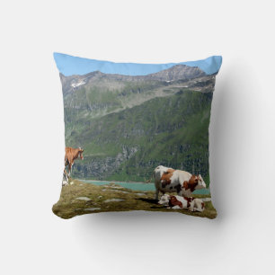 Diary Cows In The Mountains Throw Pillow