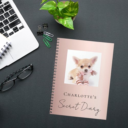 Diary dog pet photo rose gold notebook