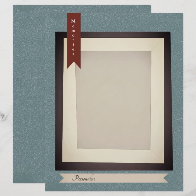 Diary Journal Blue Sepia Vintage ScrapbookPaper (Front/Back)