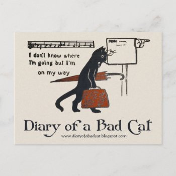 Diary Of A Bad Cat Postcard (vintage Black Cat) by imagina at Zazzle