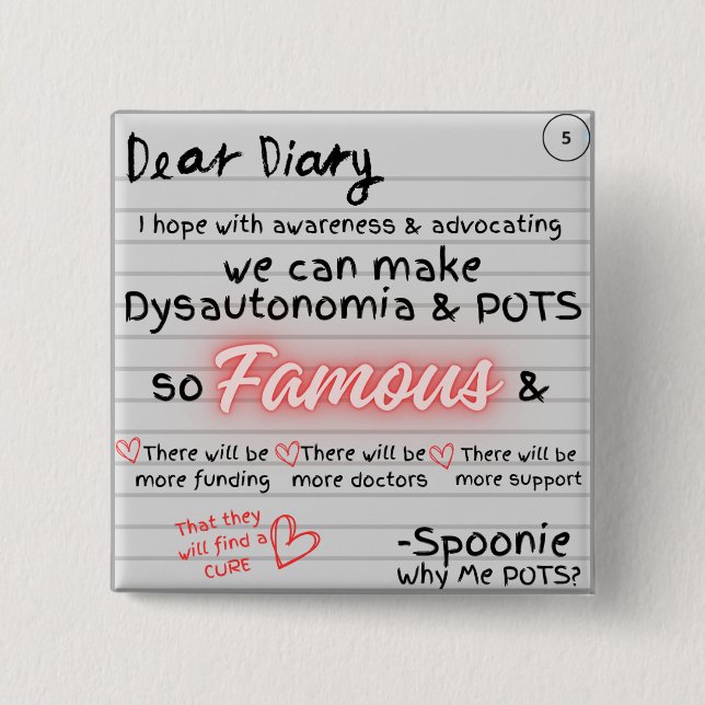 Diary of a Spoonie Button (Front)