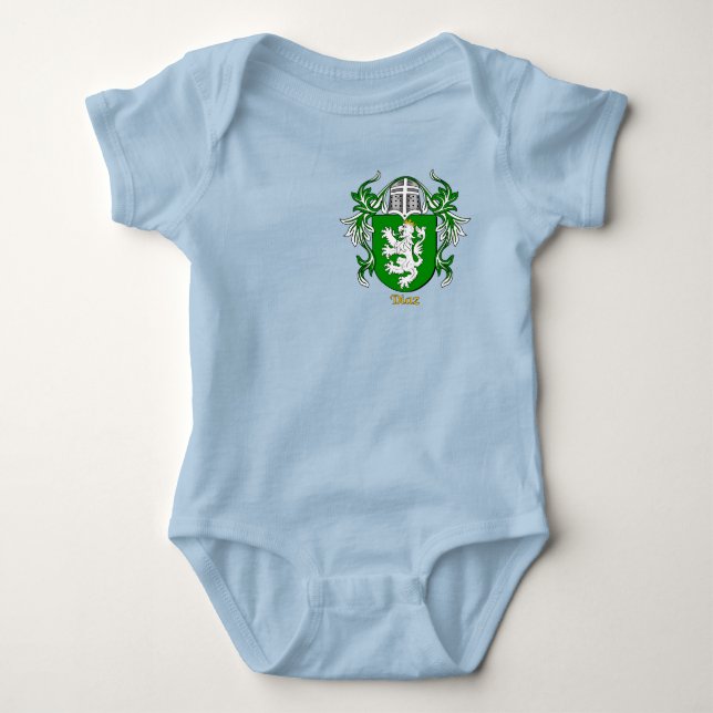 Diaz Historical Shield with Helm and Mantle Baby Bodysuit (Front)