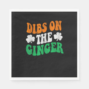 Dibs On The Ginger Retro Irish Flag Funny St Patri Napkins