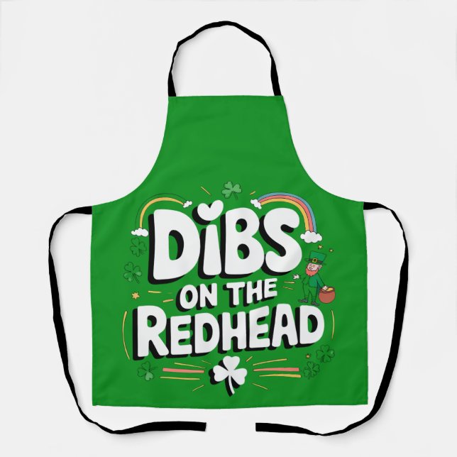 Dibs On The Redhead Funny St Patrick's Day Apron (Front)