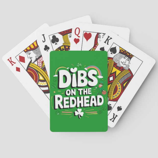 Dibs On The Redhead Funny St Patrick's Day Poker Cards (Back)