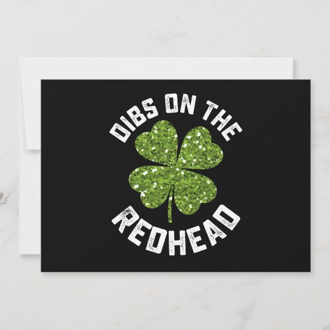 Dibs On The Redhead St Patrick's Day Shamrock Invitation (Front)
