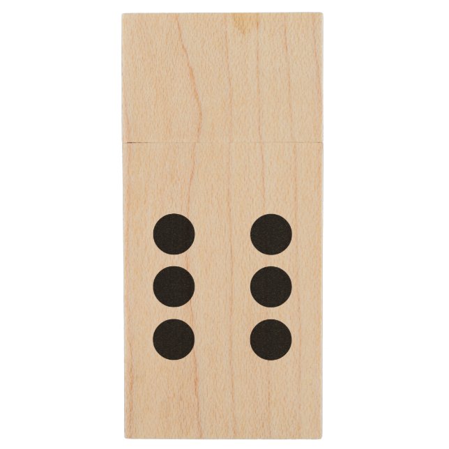 Dice 6 wood USB flash drive (Front Vertical)