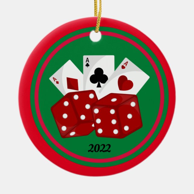 Dice and Cards Casino Christmas Ornaments (Front)
