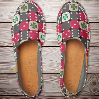 Dice and Lucky Clover - Red Gray Green Espadrilles