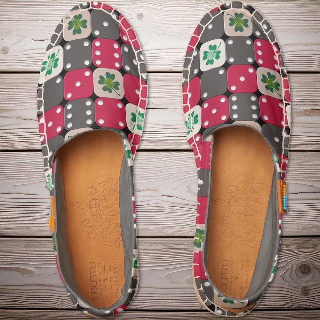 Dice and Lucky Clover - Red Gray Green Espadrilles (Dice and Lucky Clover - Red Gray Green Espadrilles)