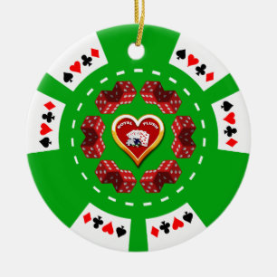 DICE AND ROYAL FLUSH POKER CHIP ORNAMENT