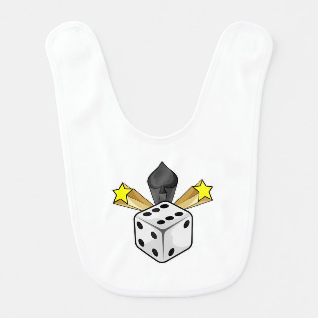 Dice at Poker with Spades & Stars Baby Bib (Front)