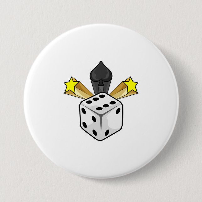Dice at Poker with Spades & Stars Button (Front)