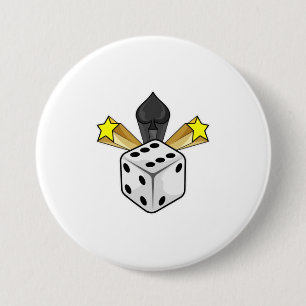 Dice at Poker with Spades & Stars Button