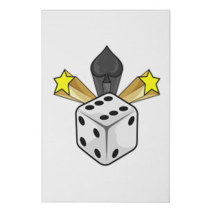 Dice at Poker with Spades & Stars Faux Canvas Print
