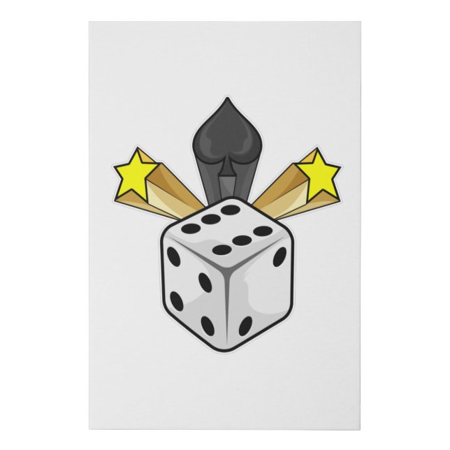 Dice at Poker with Spades & Stars Faux Canvas Print (Front)