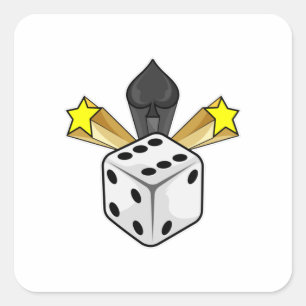Dice at Poker with Spades & Stars Square Sticker