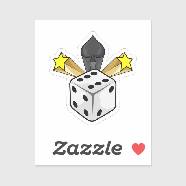 Dice at Poker with Spades & Stars Sticker (Sheet)