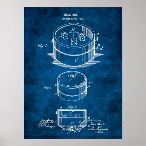 Dice Box Patent Design Poker No 6 Poster