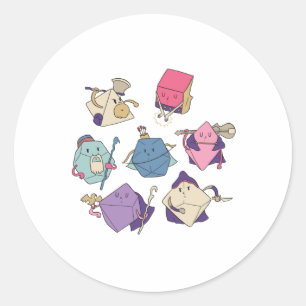 Dice characters classic round sticker