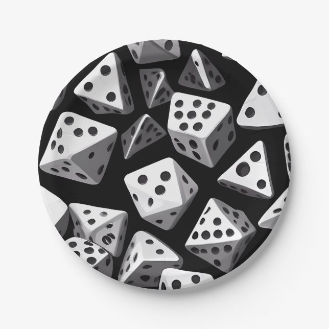 Dice Delight: A Geometric Cascade Paper Plates (Front)