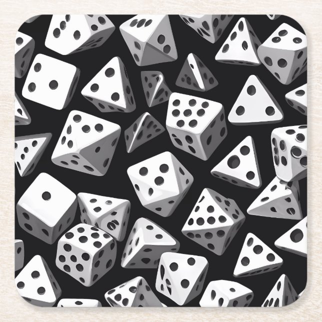Dice Delight: A Geometric Cascade Square Paper Coaster (Front)