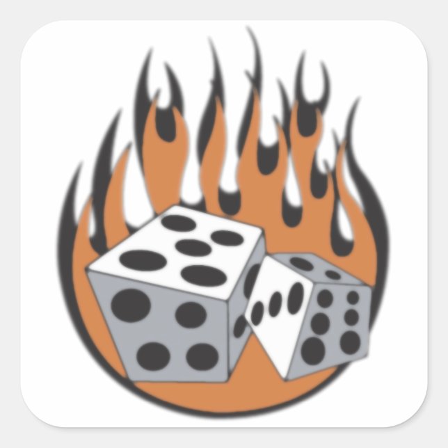 Dice Flames Square Sticker (Front)