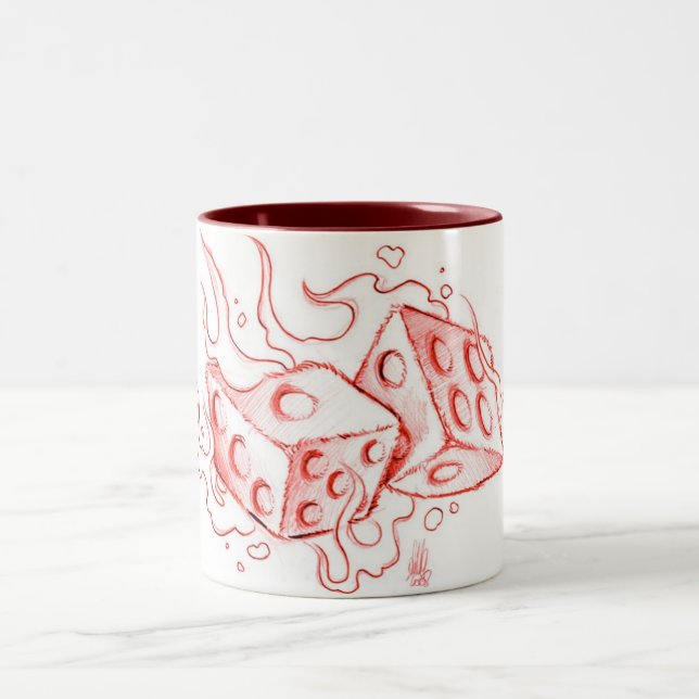 Dice flamming Two-Tone coffee mug (Center)