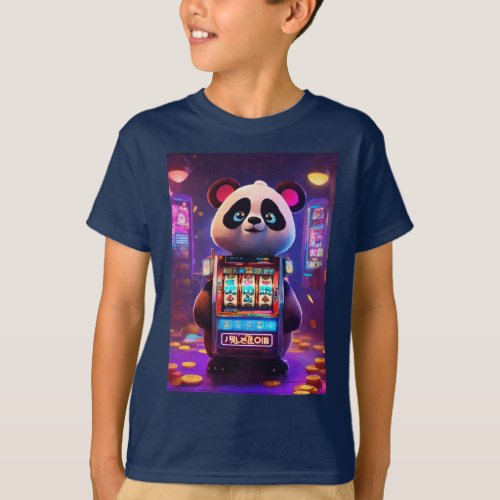 Dice game boy casino panda cute design T_shirt 