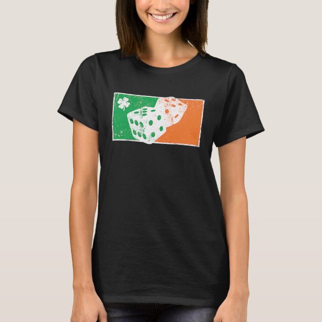 Dice Game St Patrick's Day Irish Flag C Distressed T-Shirt (Front)