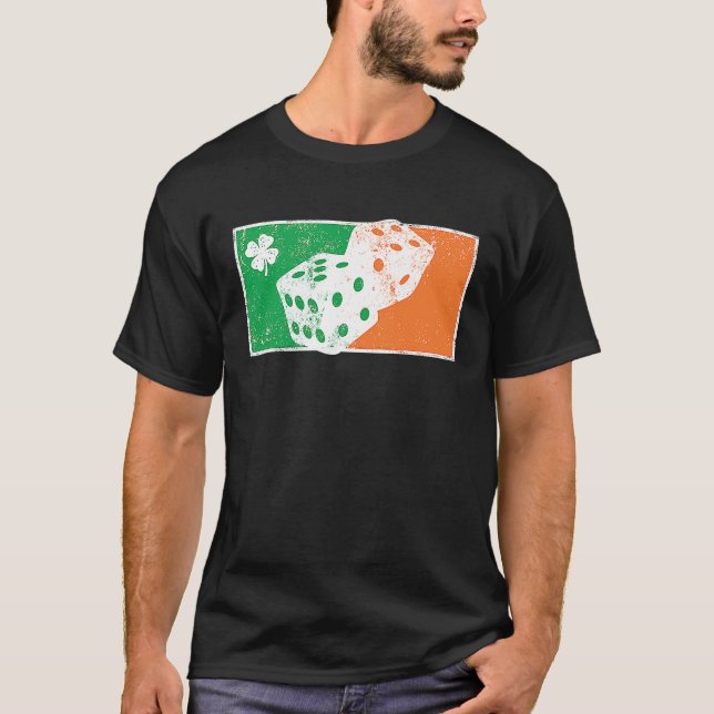 Dice Game St Patrick's Day Irish Flag C Distressed T-Shirt (Front)