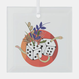 Dice in Parallel Universe Glass Ornament