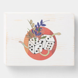 Dice in Parallel Universe Wooden Box Sign