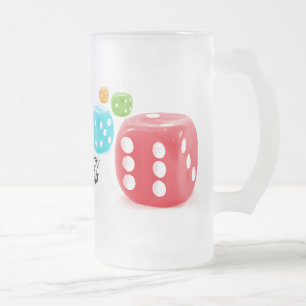 Dice King Frosted Glass Beer Mug