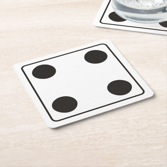 DICE numbers of pips 4 + your backgr. Square Paper Coaster (Angled)